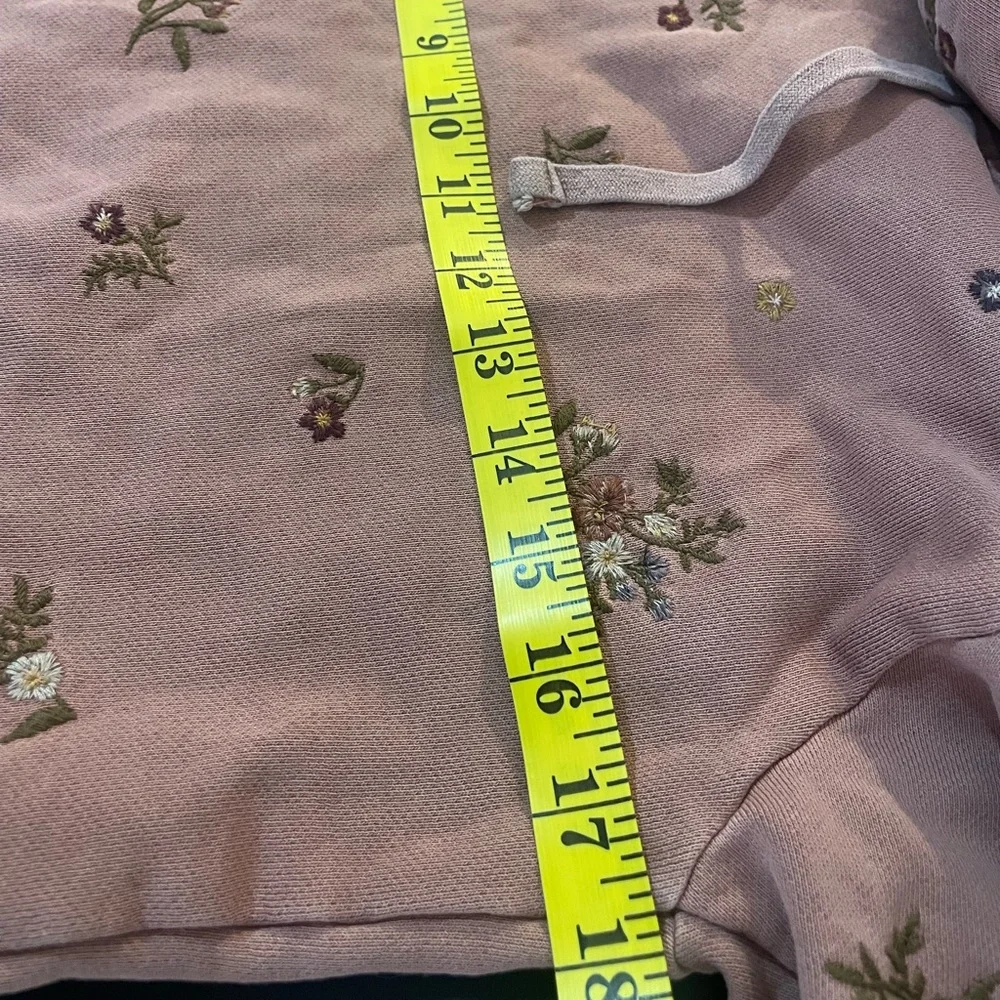 Anthropology Driftwood,Sweatshirt, Hoodie,distressed,floral,Rose,Burgundy,S - Picture 10 of 11